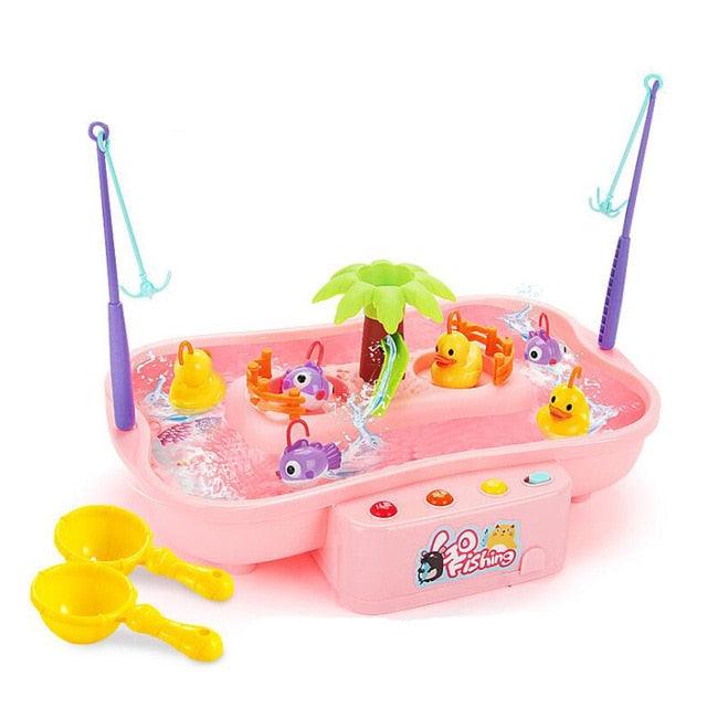 Kids Fishing Toys- Electric Water Cycle - Music Light Baby Bath Toys - Child Game Play Fish - Outdoor Toys (1X3)(2X3)(D2)