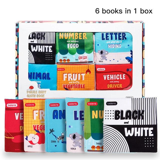 Great Baby Books - 6PCS Black White Cloth Book For Early Educational Toys - Soft Quiet Book Bath - Kids Learning (D2)(6X2)