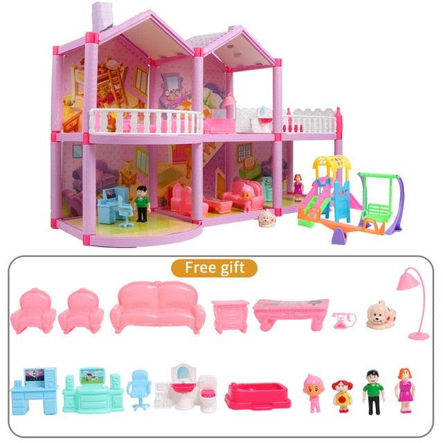 Beautiful Baby Doll House Toys - Pink Assemble Princess Miniature Furniture Dollhouse For Children Gift (4X2)
