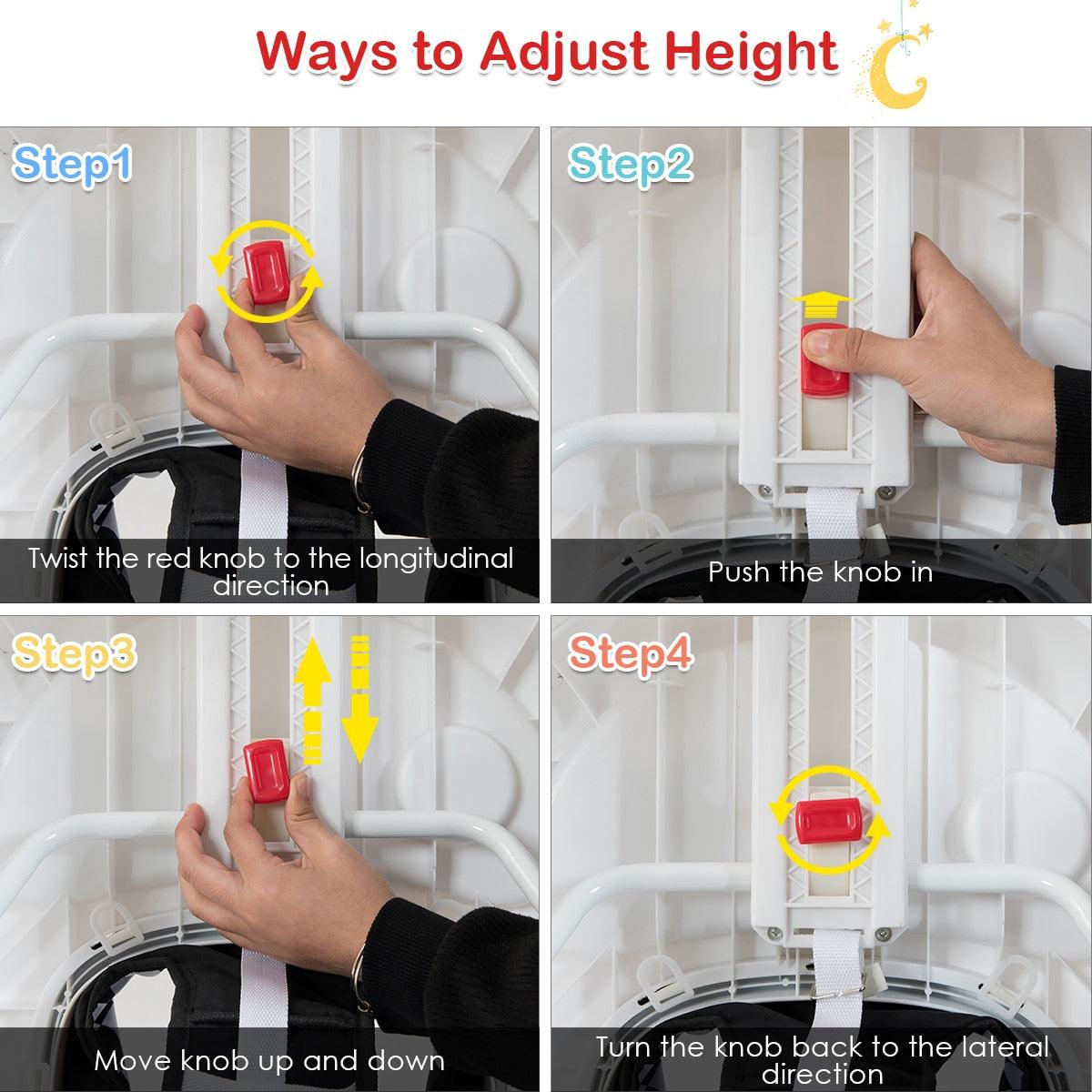 Gorgeous 2-in-1 Foldable Baby Walker Adjustable Heights With Music Player & Lights White (1U01)(X9)
