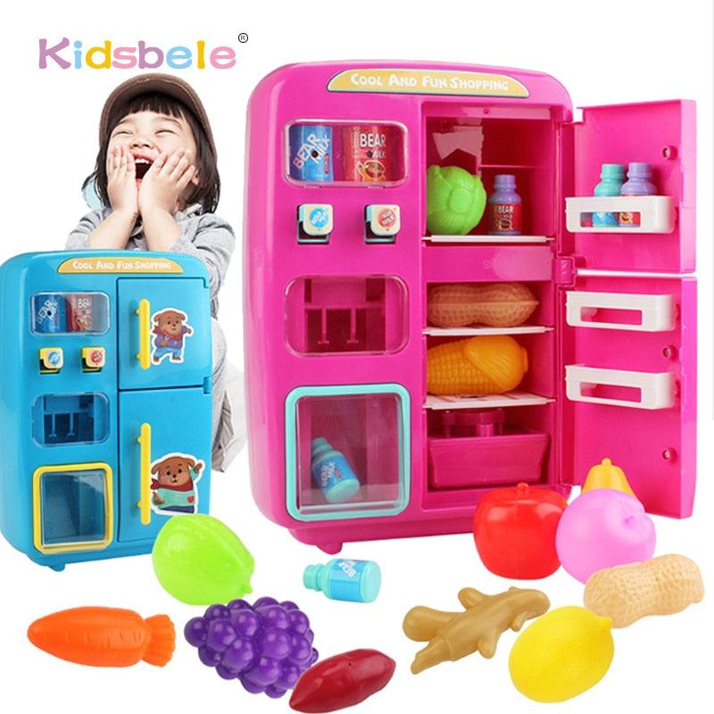 Great Children Simulation Double Refrigerator - Pretend Play Toys - Vending Machine Toys - Kids Kitchen Food Toy - Mini Play House (1X3)(F2)