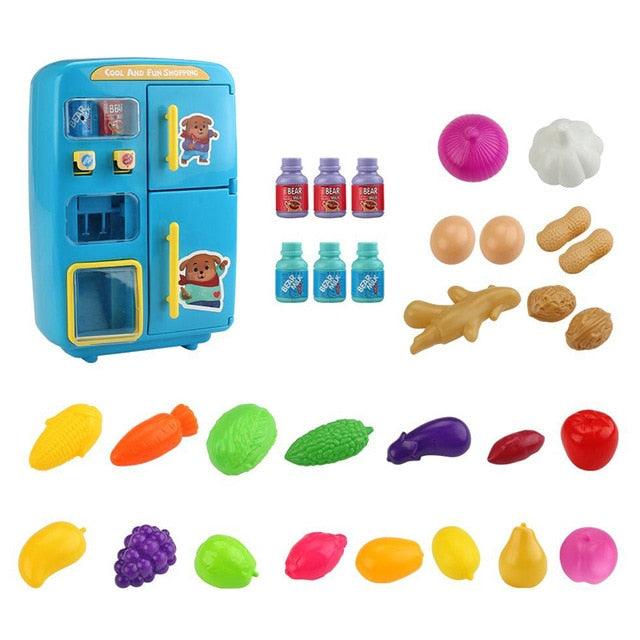 Great Children Simulation Double Refrigerator - Pretend Play Toys - Vending Machine Toys - Kids Kitchen Food Toy - Mini Play House (1X3)(F2)