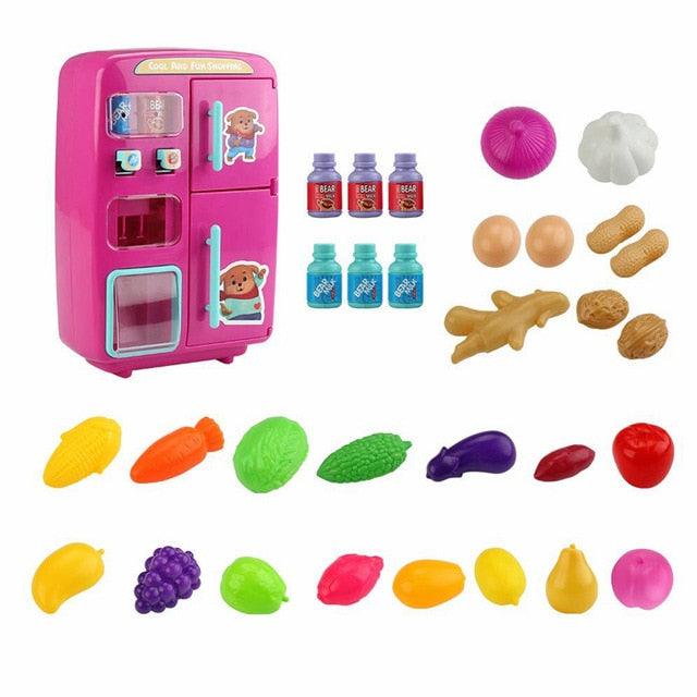 Great Children Simulation Double Refrigerator - Pretend Play Toys - Vending Machine Toys - Kids Kitchen Food Toy - Mini Play House (1X3)(F2)