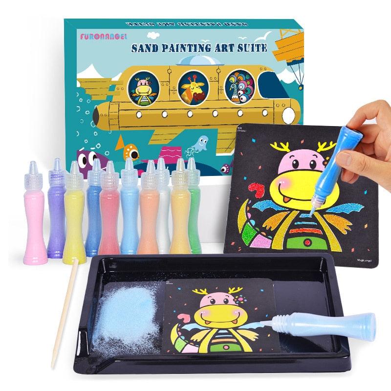 Education Sand Painting Set Art Crafts Toys - Children Crafts Christmas Toys For Boys Books (D2)(8X1)