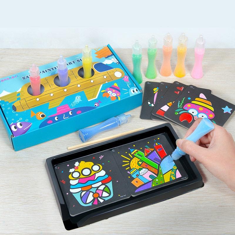 Education Sand Painting Set Art Crafts Toys - Children Crafts Christmas Toys For Boys Books (D2)(8X1)
