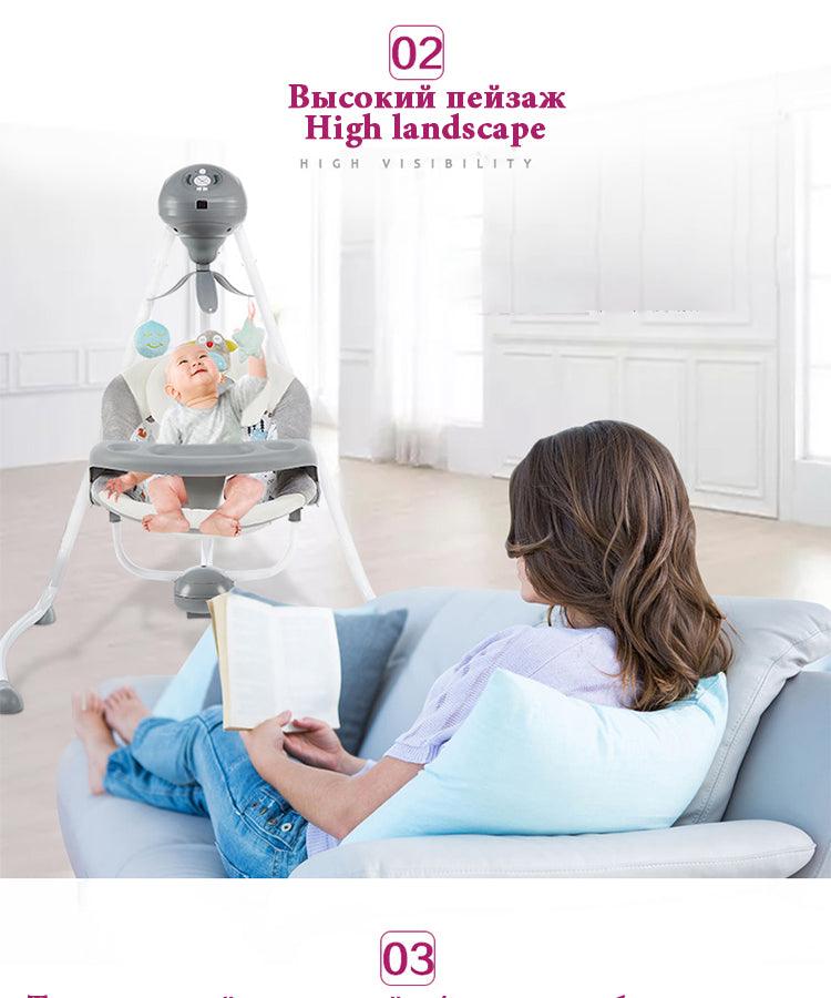 Electric Swing Baby Rocking Chair - Cartoon Cradle Comforting Baby Artifact Shake Bed - Mobile Phone Remote (X8)