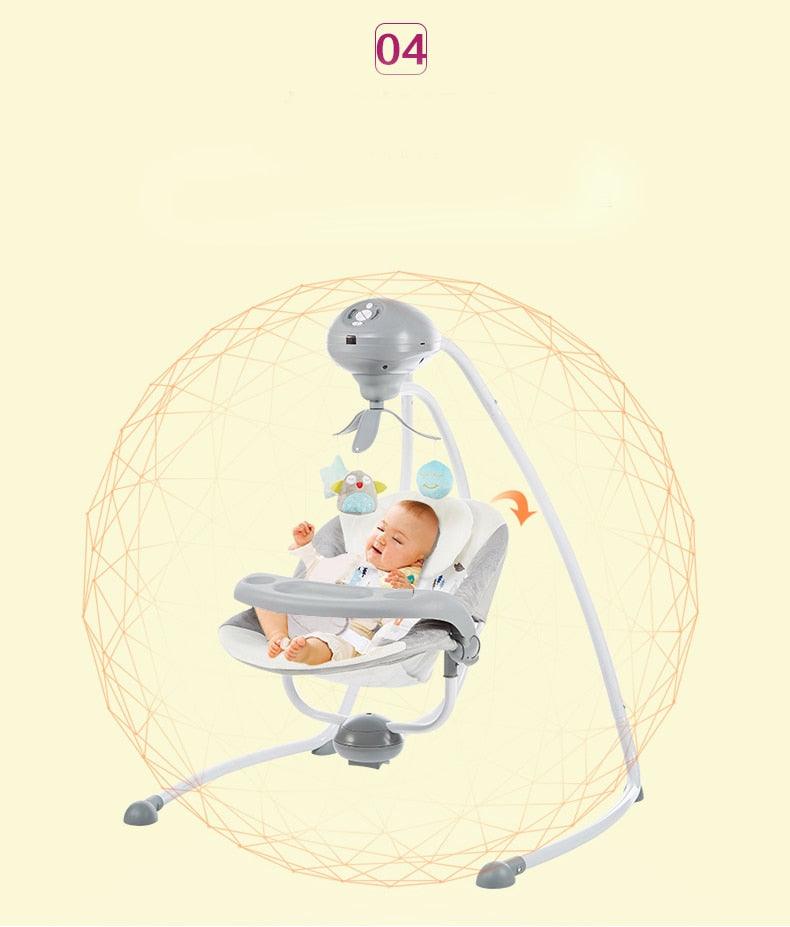 Electric Swing Baby Rocking Chair - Cartoon Cradle Comforting Baby Artifact Shake Bed - Mobile Phone Remote (X8)