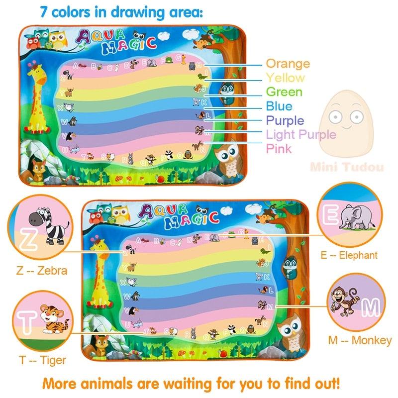 Water Toys For Boys 100*70CM Drawing Mat With Play Pen - EVA Rubber Crafts Magic Drawing Arts And Crafts For Kids (F2)(8X1)