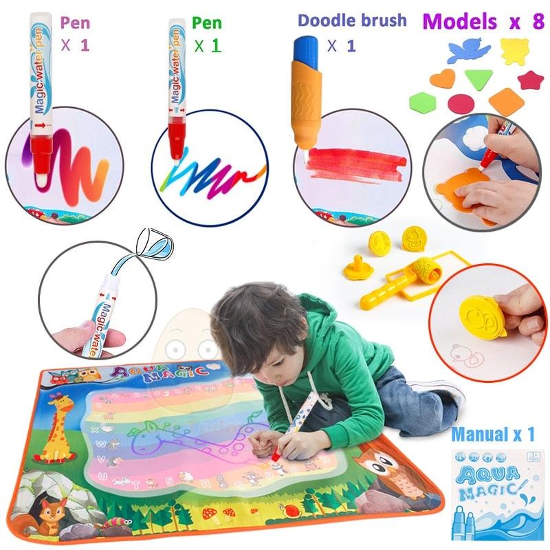 Water Toys For Boys 100*70CM Drawing Mat With Play Pen - EVA Rubber Crafts Magic Drawing Arts And Crafts For Kids (F2)(8X1)