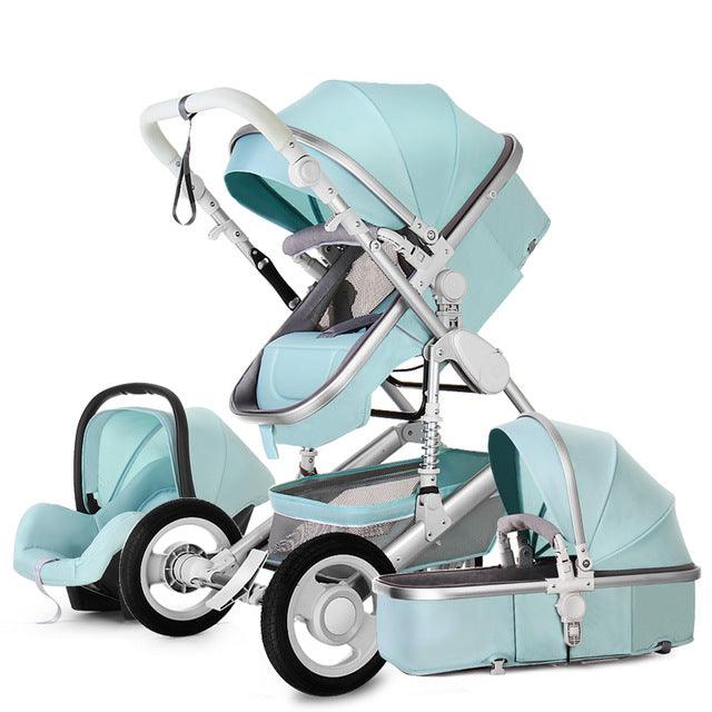 New Trend Luxury Baby Stroller 3 in 1 with Car Seat Portable - Reversible High Landscape - Hot Mom Pink Stroller (X3)(F1)