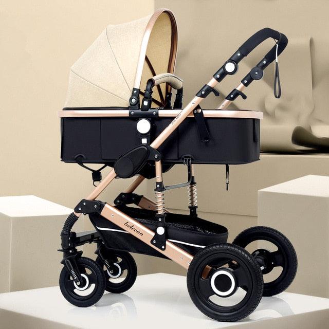 New Trend Luxury Baby Stroller 3 in 1 with Car Seat Portable - Reversible High Landscape - Hot Mom Pink Stroller (X3)(F1)