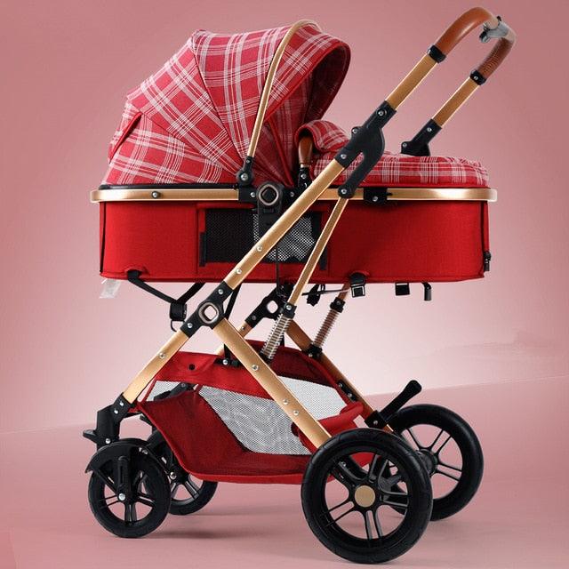 New Trend Luxury Baby Stroller 3 in 1 with Car Seat Portable - Reversible High Landscape - Hot Mom Pink Stroller (X3)(F1)