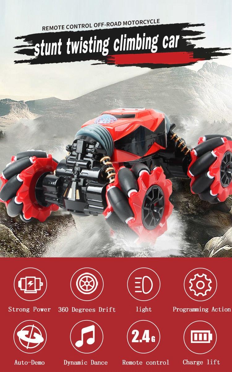 Great Remote control Car 4WD - Gesture Induction Radio Remote Control Stunt Car - Twisting Off- Road Vehicle Light Music Drift Toy (D2)(1X2)(3X2)(5X2)
