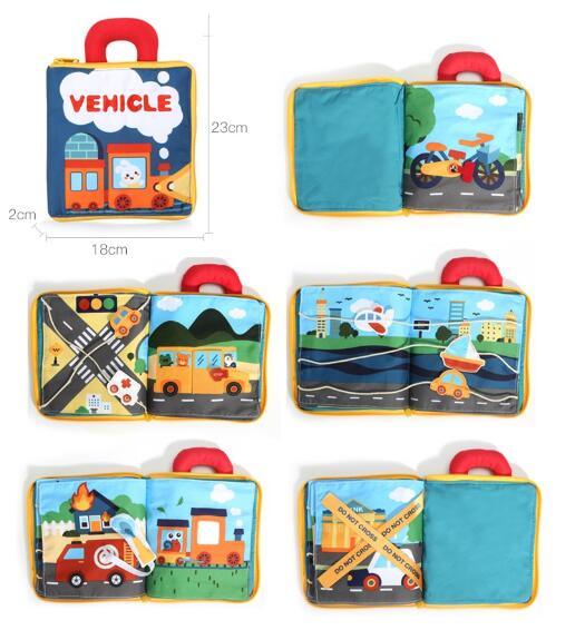 Great 3D Soft Cloth Baby Books - Animals & Vehicle Baby Toys - For Toddlers Intelligence Development Educational Toy Gifts (6X2)
