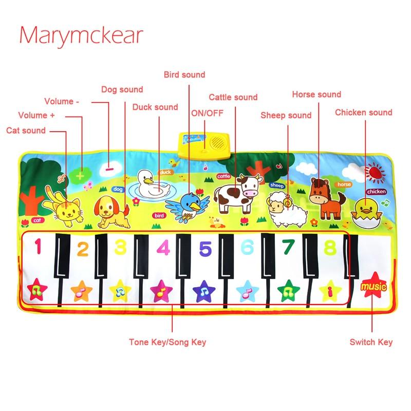 135X58CM Large Size Musical Baby Mat - Animal Theme Educational Learning Toy - Children Playing Music Mat (F2)(2X2)