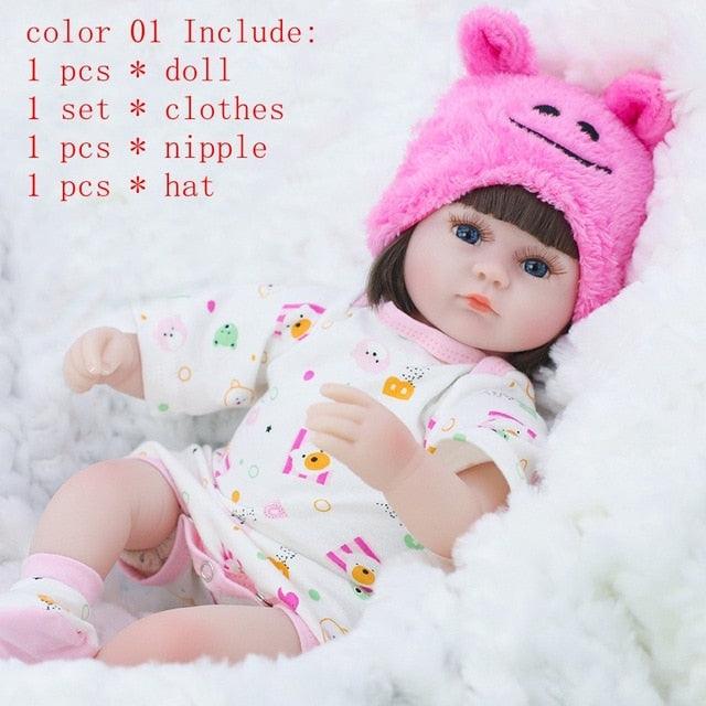 Gorgeous Reborn Baby Doll 42CM - Baby Accompany Doll - Lifelike Toddler Blue Eyes - Birthday Present (D2)(4X2)