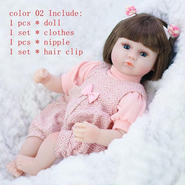 Gorgeous Reborn Baby Doll 42CM - Baby Accompany Doll - Lifelike Toddler Blue Eyes - Birthday Present (D2)(4X2)