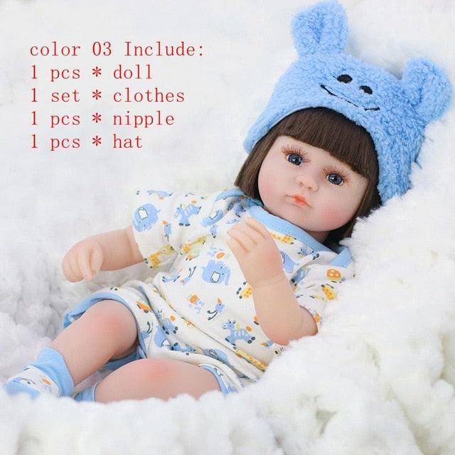 Gorgeous Reborn Baby Doll 42CM - Baby Accompany Doll - Lifelike Toddler Blue Eyes - Birthday Present (D2)(4X2)