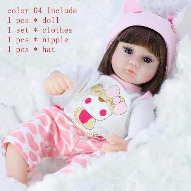 Gorgeous Reborn Baby Doll 42CM - Baby Accompany Doll - Lifelike Toddler Blue Eyes - Birthday Present (D2)(4X2)