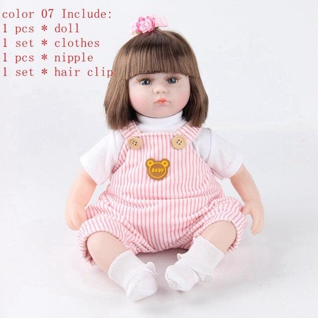 Gorgeous Reborn Baby Doll 42CM - Baby Accompany Doll - Lifelike Toddler Blue Eyes - Birthday Present (D2)(4X2)