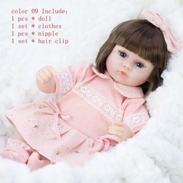 Gorgeous Reborn Baby Doll 42CM - Baby Accompany Doll - Lifelike Toddler Blue Eyes - Birthday Present (D2)(4X2)