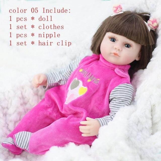 Gorgeous Reborn Baby Doll 42CM - Baby Accompany Doll - Lifelike Toddler Blue Eyes - Birthday Present (D2)(4X2)