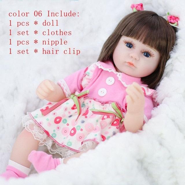 Gorgeous Reborn Baby Doll 42CM - Baby Accompany Doll - Lifelike Toddler Blue Eyes - Birthday Present (D2)(4X2)