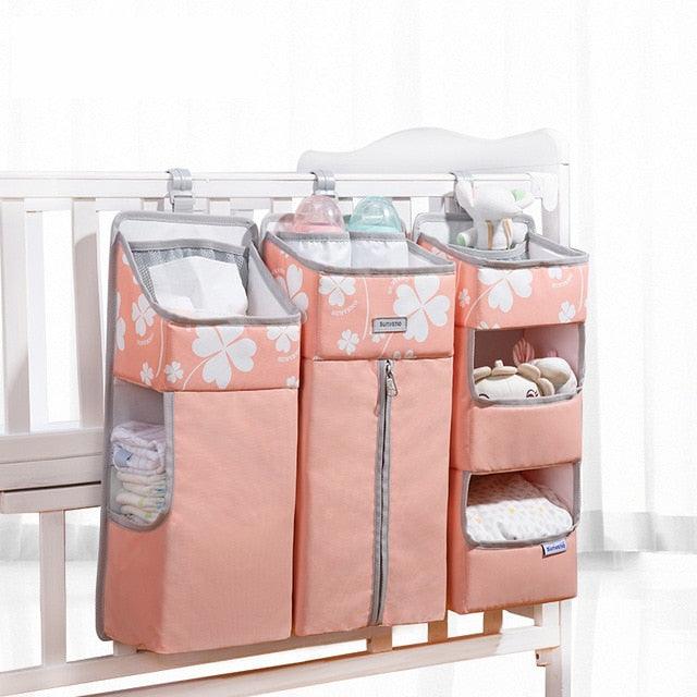Portable Baby Bed Hanging Storage Bag - Toy Diapers Pocket Bedside Organizer (X1)(F1)