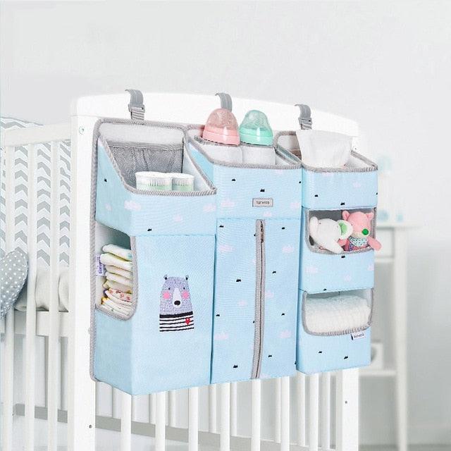 Portable Baby Bed Hanging Storage Bag - Toy Diapers Pocket Bedside Organizer (X1)(F1)