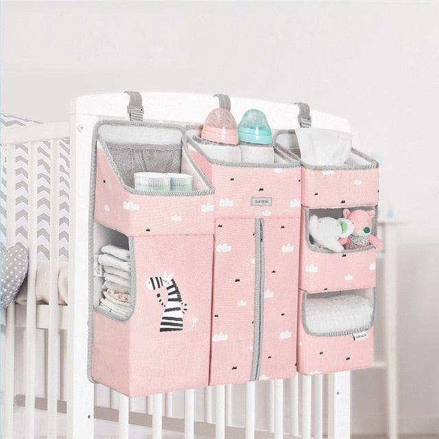 Portable Baby Bed Hanging Storage Bag - Toy Diapers Pocket Bedside Organizer (X1)(F1)