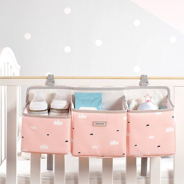 Portable Baby Bed Hanging Storage Bag - Toy Diapers Pocket Bedside Organizer (X1)(F1)