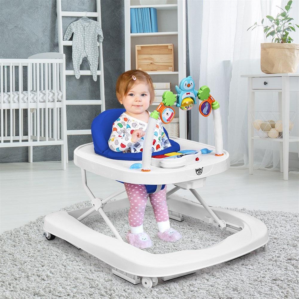 Best 2-in-1 Foldable Baby Walker w/ Adjustable Heights & Detachable Tray Blue (1U01)(X9)