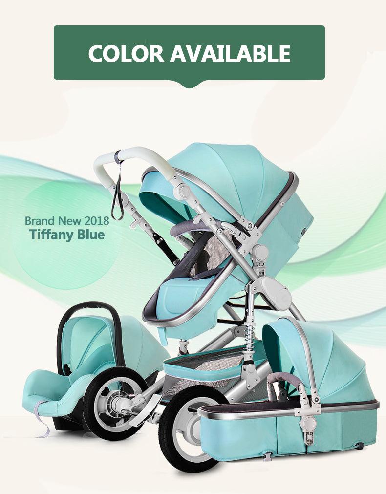 New Trend Luxury Baby Stroller 3 in 1 with Car Seat Portable - Reversible High Landscape - Hot Mom Pink Stroller (X3)(F1)
