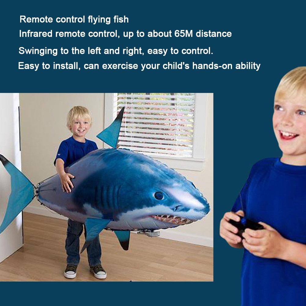 Great Infrared RC Flying Air Shark Toy - Funny Remote Control Fish Balloon For kids - Gifts Party Decoration Flying Fish Balloon (1X2)(D2)