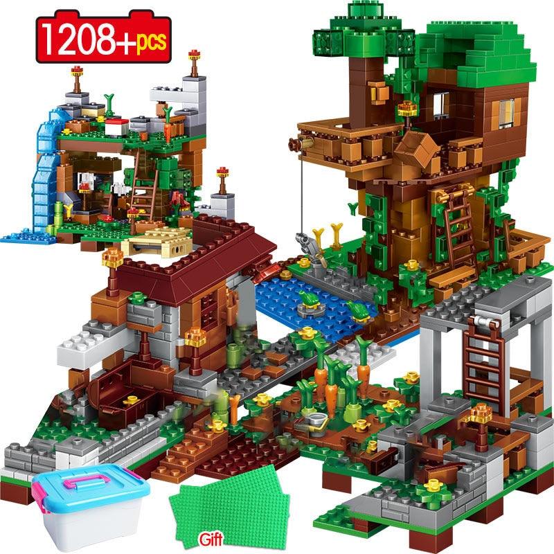 Amazing 1208PCS Building Blocks - City Village Warhorse City Tree House Waterfall Bricks - Educational Kids Toys (8X2)(F2)
