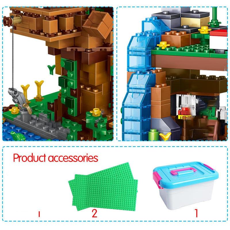 Amazing 1208PCS Building Blocks - City Village Warhorse City Tree House Waterfall Bricks - Educational Kids Toys (8X2)(F2)