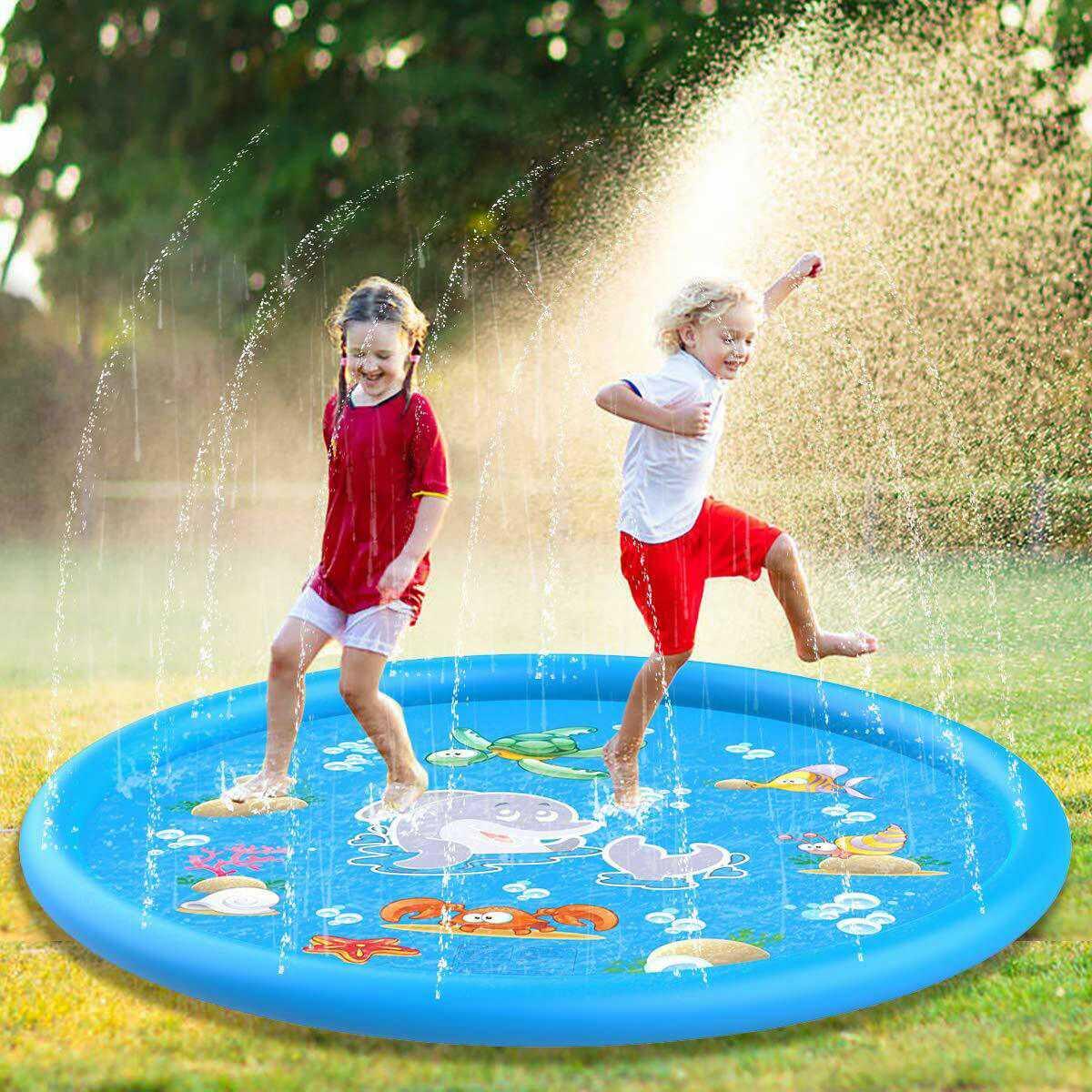 Amazing Family 170cm Kids Sprinkler Pad Mat - Children Summer Outdoor Water Splash - Play Mat Lawn Inflatable Sprinkler - Cushion Toy (D2)(2X3)