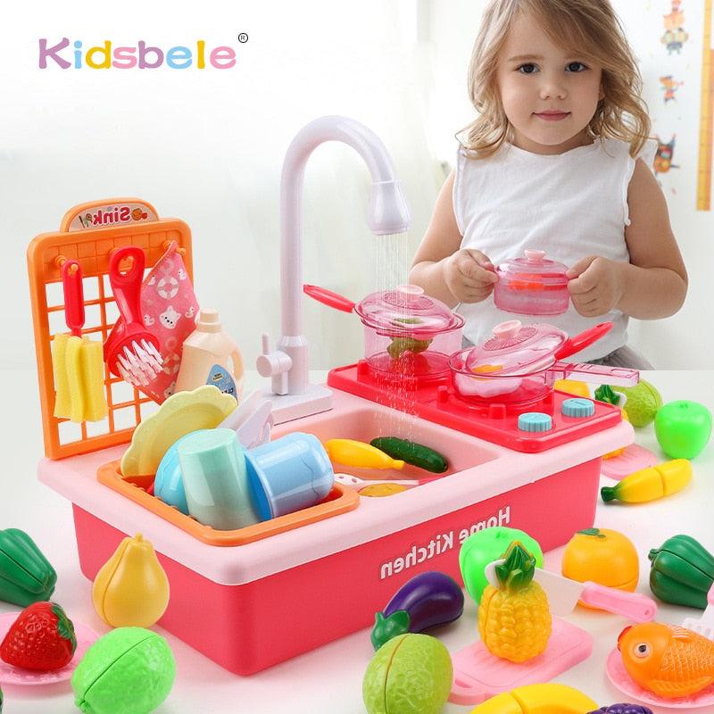 Amazing Simulation Electric Dishwasher - Kids Kitchen Toys - Educational Toys Mini Kitchen Food - Pretend Play Cutting Role (1X3)(F2)
