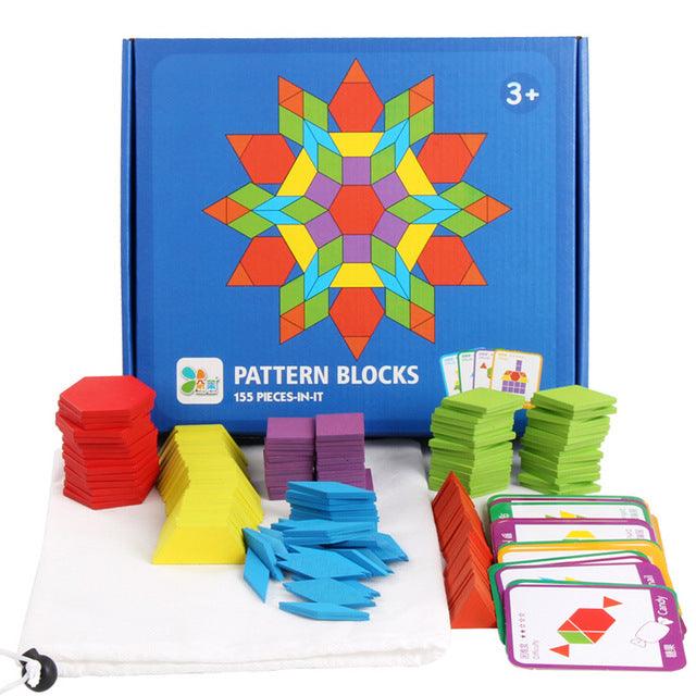 Hot Sale 155pcs Wooden Jigsaw Puzzle Board Set - Colorful Baby Montessori Educational Toys - Children Learning Developing (D2)(7X2)
