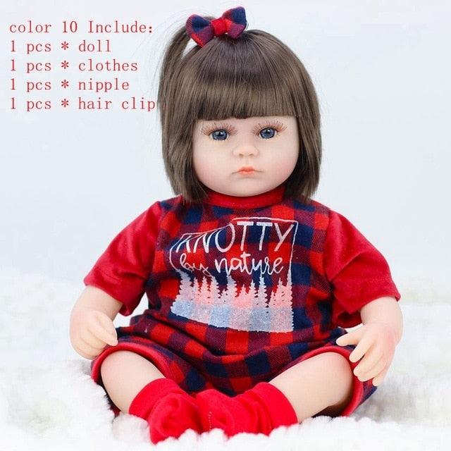 Gorgeous Reborn Baby Doll 42CM - Baby Accompany Doll - Lifelike Toddler Blue Eyes - Birthday Present (D2)(4X2)