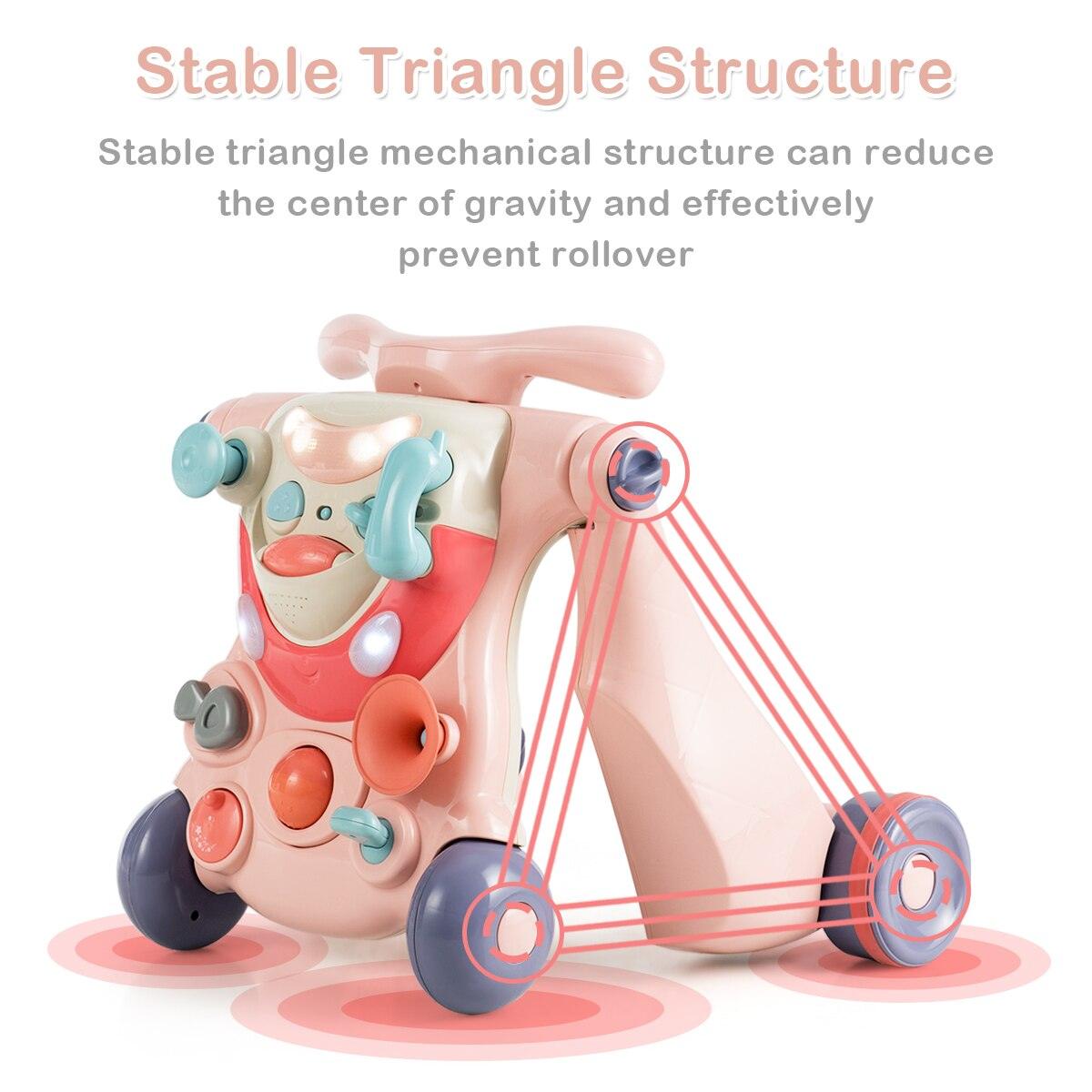 Happy Baby 2-in-1 Baby Sit-to-Stand Walker Kids Activity Center Toddler Walking Home Pink (1U01)(X9)