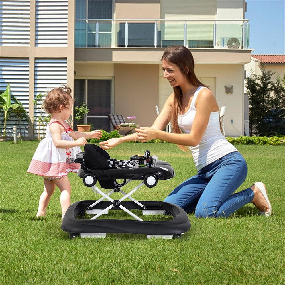 Amazing 2-in-1 Foldable Baby Walker Adjustable - With Music & Lights Black (1U01)(X9)