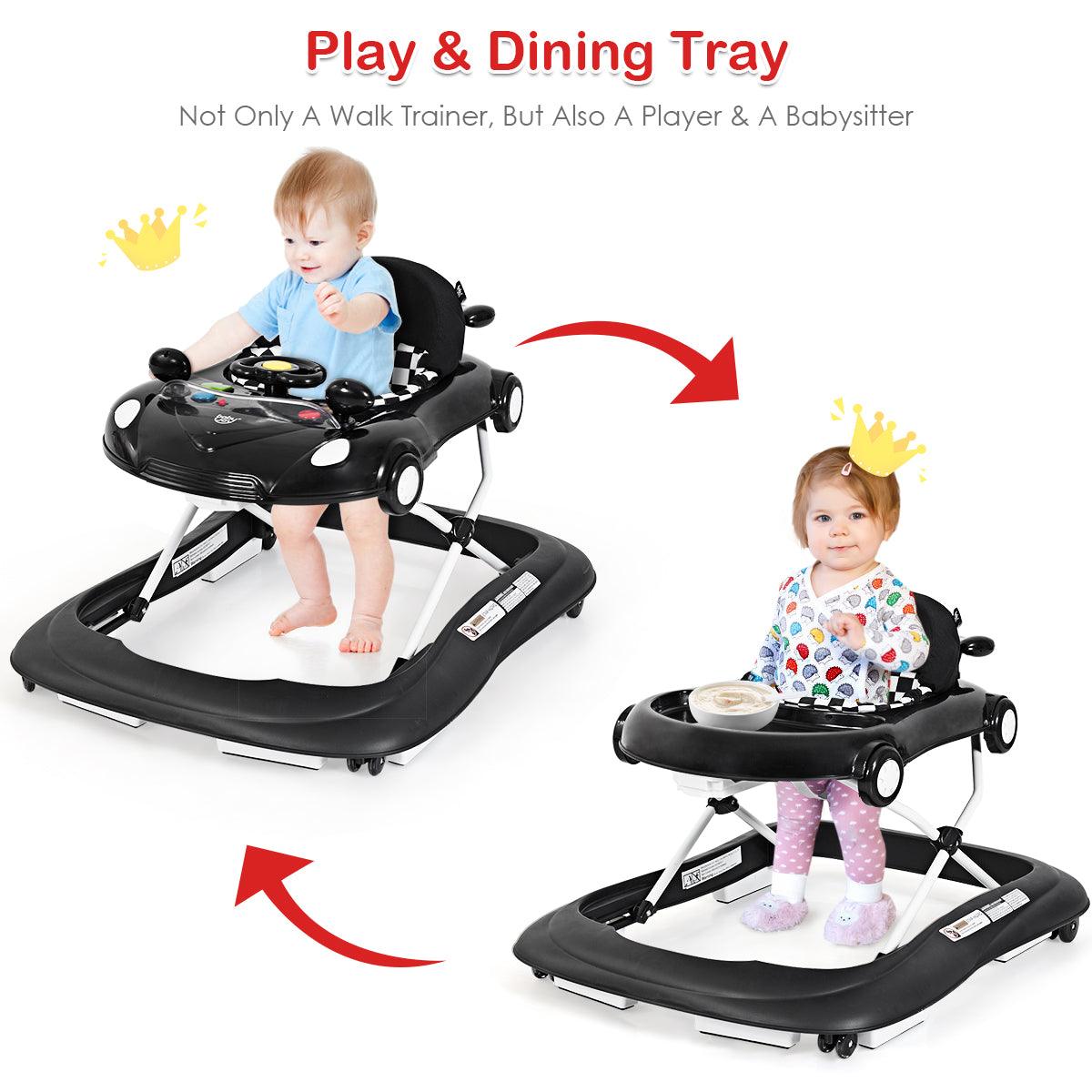 Amazing 2-in-1 Foldable Baby Walker Adjustable - With Music & Lights Black (1U01)(X9)