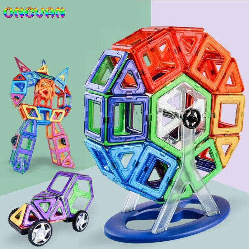 30-252pcs DIY Magnetic Constructor Triangle Square Big Bricks - Magnetic Building Blocks Designer Set (8X2)(F2)
