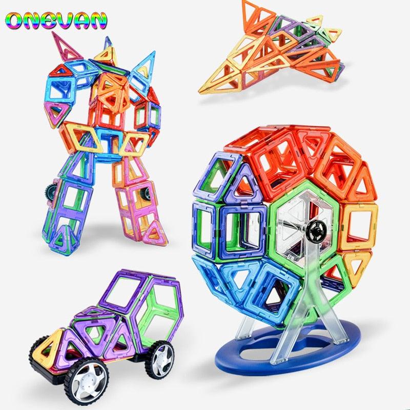 30-252pcs DIY Magnetic Constructor Triangle Square Big Bricks - Magnetic Building Blocks Designer Set (8X2)(F2)