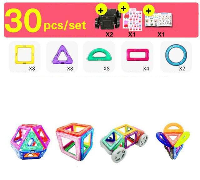 30-252pcs DIY Magnetic Constructor Triangle Square Big Bricks - Magnetic Building Blocks Designer Set (8X2)(F2)