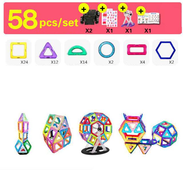 30-252pcs DIY Magnetic Constructor Triangle Square Big Bricks - Magnetic Building Blocks Designer Set (8X2)(F2)