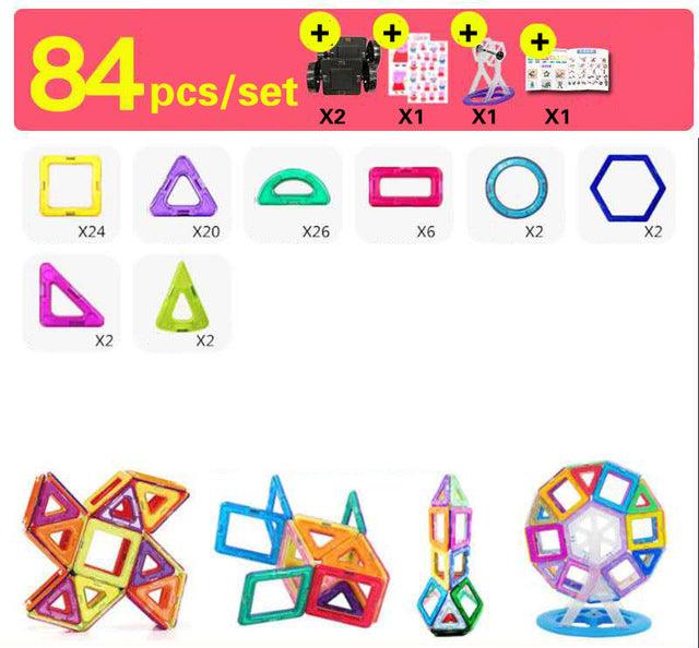 30-252pcs DIY Magnetic Constructor Triangle Square Big Bricks - Magnetic Building Blocks Designer Set (8X2)(F2)