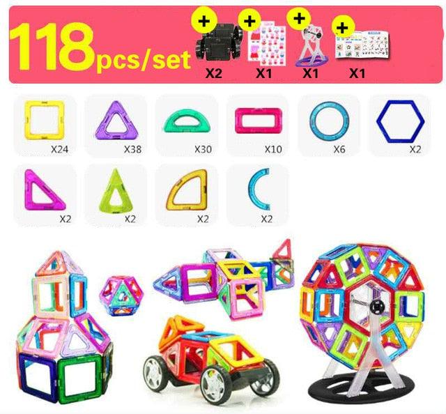 30-252pcs DIY Magnetic Constructor Triangle Square Big Bricks - Magnetic Building Blocks Designer Set (8X2)(F2)