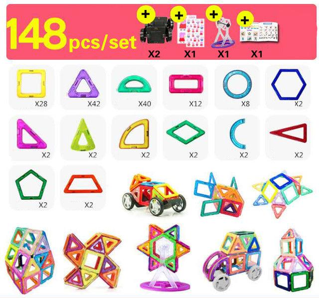 30-252pcs DIY Magnetic Constructor Triangle Square Big Bricks - Magnetic Building Blocks Designer Set (8X2)(F2)